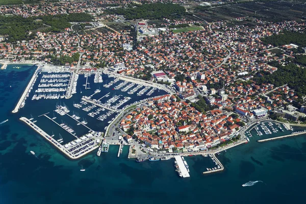 Cena Aérea Cidade Biograd Mar Adriático Croácia — Fotografia de Stock