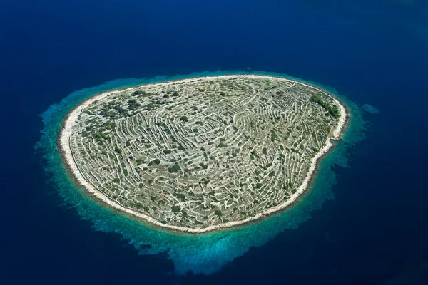 Luftaufnahme Der Insel Baljenac Mit Alten Trockenmauern Der Adria Kroatien — Stockfoto