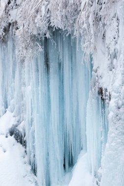 Hırvatistan 'ın Plitvice Gölleri Ulusal Parkı' nda kış