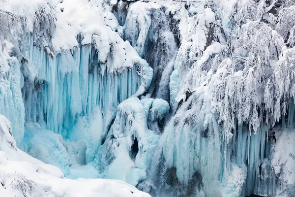 Hırvatistan 'ın Plitvice Gölleri Ulusal Parkı' nda kış