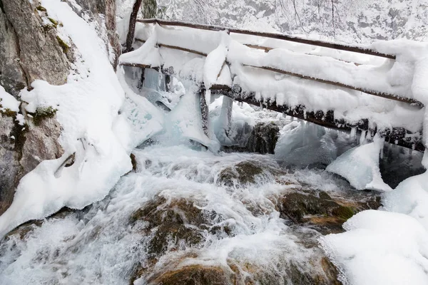 Hiver Dans Parc National Des Lacs Plitvice Croatie — Photo