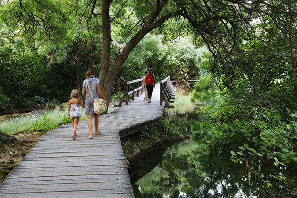 Walk on wooden path in KrkaNational park, Croatia