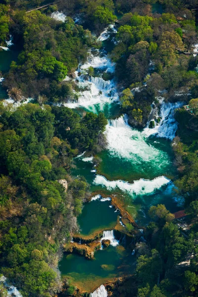 Αεροφωτογραφία Του Καταρράκτη Skradinski Buk Στο Εθνικό Πάρκο Krka Κροατία — Φωτογραφία Αρχείου