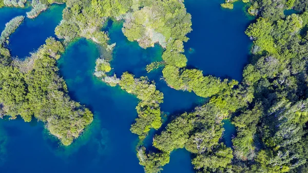 Vista Aérea Dos Pequenos Lagos Skradinski Buk Krka National Park — Fotografia de Stock