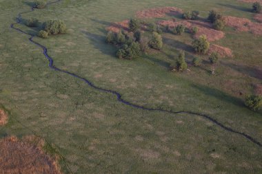 Hırvatistan 'da sellerden önce Kopaki rit' in ilkbaharda havadan görünüşü