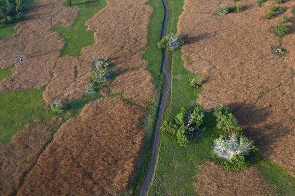 Vista Aérea Grieta Kopaki Primavera Antes Las Inundaciones Croacia — Foto de Stock