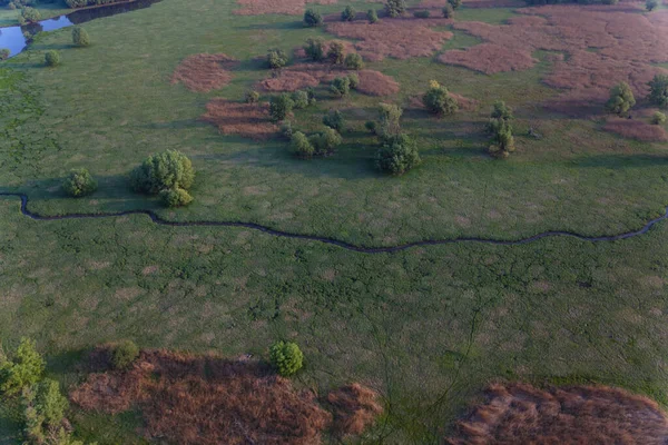 Vista Aérea Grieta Kopaki Primavera Antes Las Inundaciones Croacia — Foto de Stock