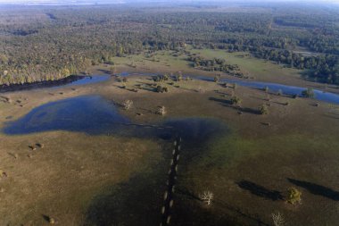 Yazın nehrin havadan görünüşü