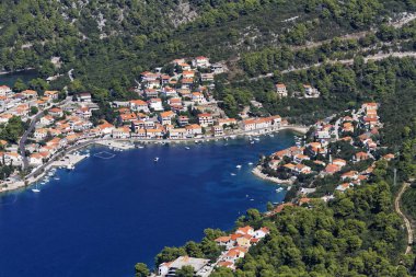 Adriyatik Denizi, Hırvatistan 'daki Korcula adasının hava manzarası