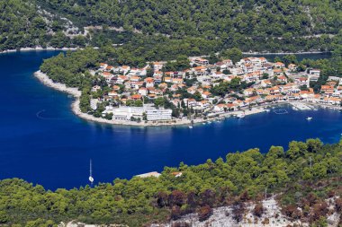 Adriyatik Denizi, Hırvatistan 'daki Korcula adasının hava manzarası