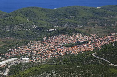 Adriyatik Denizi, Hırvatistan 'daki Korcula adasının hava manzarası