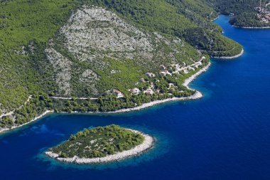 Adriyatik Denizi, Hırvatistan 'daki Korcula adasının hava manzarası