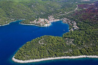 Adriyatik Denizi, Hırvatistan 'daki Korcula adasının hava manzarası