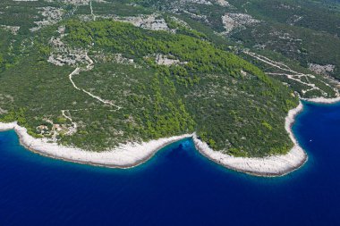 Adriyatik Denizi, Hırvatistan 'daki Korcula adasının hava manzarası