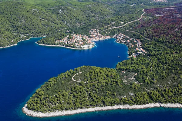 Veduta Aerea Dell Isola Korcula Mare Adriatico Croazia — Foto Stock