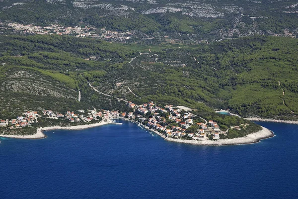 Adriyatik Denizi Hırvatistan Daki Korcula Adasının Hava Manzarası — Stok fotoğraf