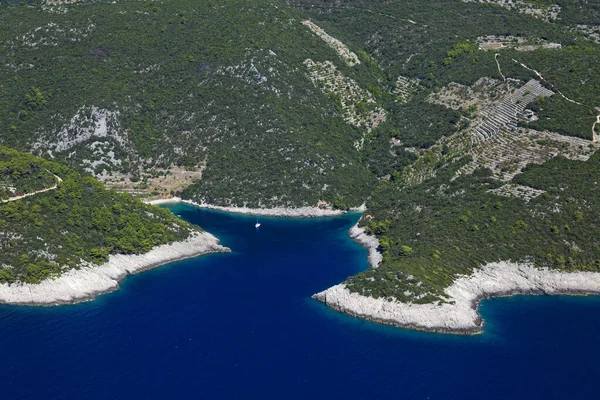 Adriyatik Denizi Hırvatistan Daki Korcula Adasının Hava Manzarası — Stok fotoğraf