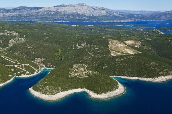 Vista Aérea Isla Korcula Mar Adriático Croacia —  Fotos de Stock