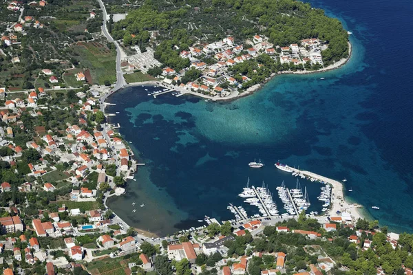 Vista Aerea Della Città Lumbarda Sull Isola Korcula Mare Adriatico — Foto Stock