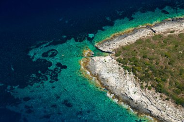 Adriyatik Denizi, Hırvatistan 'daki Korcula adasının hava manzarası