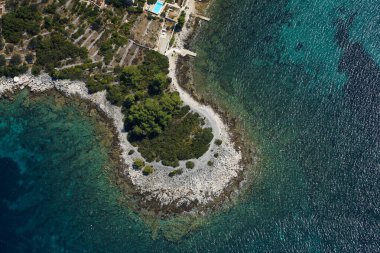 Adriyatik Denizi, Hırvatistan 'daki Korcula adasının hava manzarası