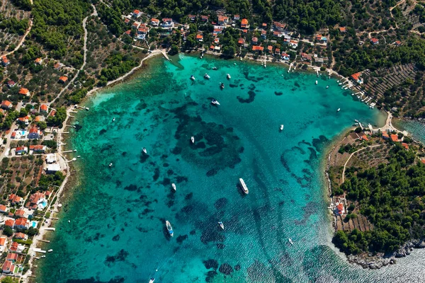 Vista Aérea Isla Korcula Mar Adriático Croacia — Foto de Stock