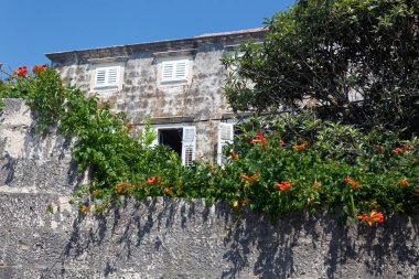 Hırvatistan 'ın Peljeac yarımadasında Orebi sokakları