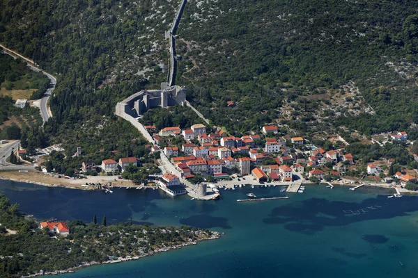 Flygfoto Över Mali Ston Halvön Peljeac Adriatiska Havet Kroatien — Stockfoto