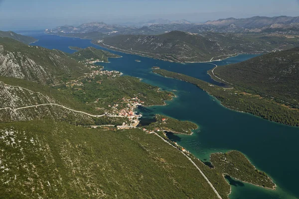 Baía Mali Ston Perto Península Peljeac Mar Adriático Croácia — Fotografia de Stock