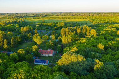 Hırvatistan 'ın Baranja kentinde Eko merkezi Zlatna Greda' nın hava manzarası