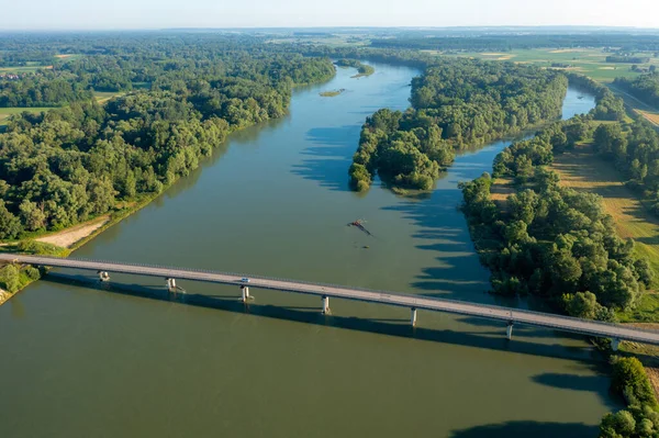 Vista Aérea Del Puente Sobre Río Drava Croacia —  Fotos de Stock