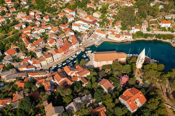 Letecký Pohled Město Veli Lošinj Ostrově Lošinj Jaderské Moře Chorvatsku — Stock fotografie