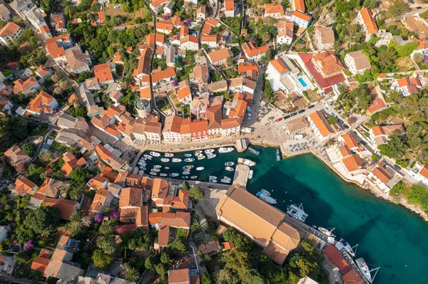 Widok Lotu Ptaka Miasto Veli Losinj Wyspie Losinj Adriatyk Chorwacji — Zdjęcie stockowe