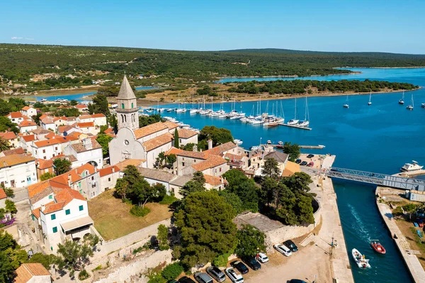 Luftaufnahme Der Historischen Altstadt Von Osor Auf Der Insel Cres — Stockfoto