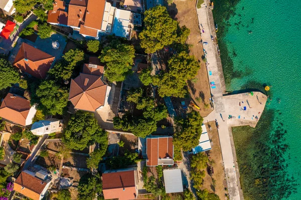 Flygfoto Över Den Första Staden Adriatiska Havet Kroatien — Stockfoto