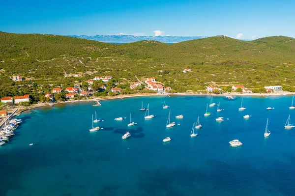 Flygfoto Över Den Första Staden Adriatiska Havet Kroatien — Stockfoto