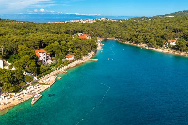 Aerial View Beach Mali Losinj Town Losinj Island Adriatic Sea — Fotografia de Stock
