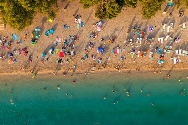 Hırvatistan Bra Adasındaki Zlatni Fare Plajının Hava Sahnesi — Stok fotoğraf