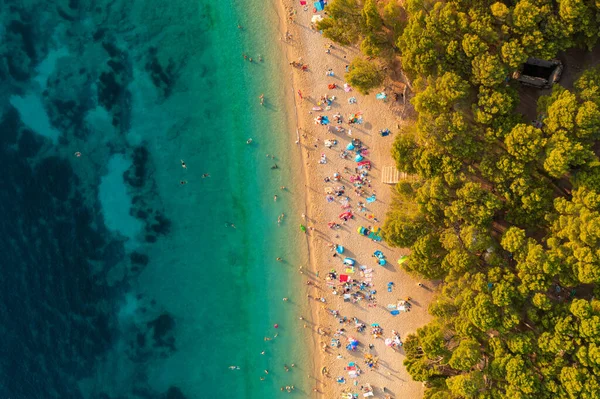 Escena Aérea Playa Ratas Zlatni Isla Bra Croacia — Foto de Stock