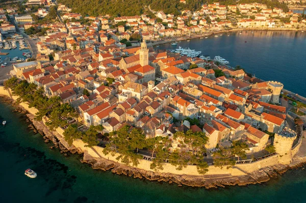 Aerial View Korcula Town Korcula Island Adriatic Sea Croatia — Stock Photo, Image