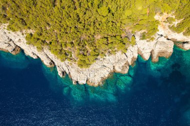 Mljet Adası, Adriyatik Denizi, Hırvatistan 'daki sahil manzarası