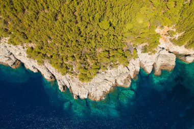 Mljet Adası, Adriyatik Denizi, Hırvatistan 'daki sahil manzarası