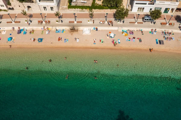 Widok Lotu Ptaka Miasto Igrane Adriatyk Chorwacja — Zdjęcie stockowe