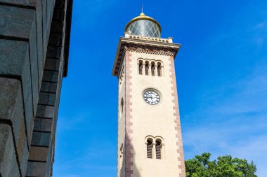 Old lighthouse and clock tower in the historic Colombo Fort district, Sri Lanka