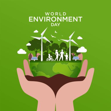 Düz dünya ortamı gündüz illüstrasyonu Serbest Vektör