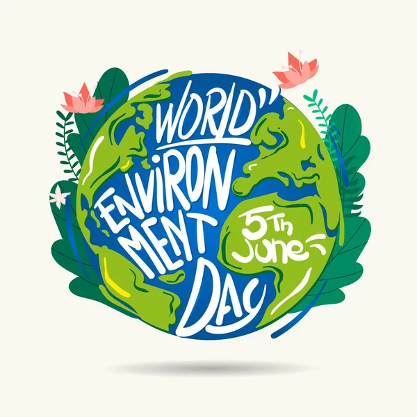 Flache Welt Umwelt Tag Illustration Free Vector — Stockvektor