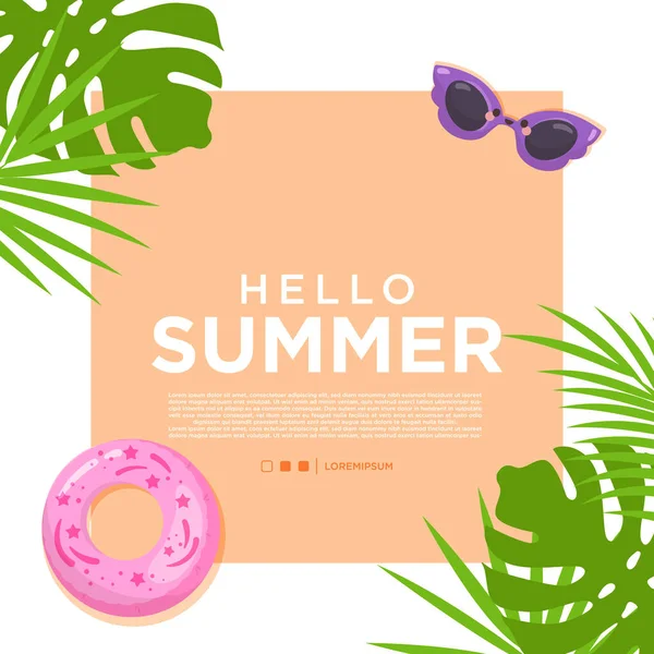 Hello Summer Day Illustration Vector Graphic Greeting Card Banner Background — Stock Vector