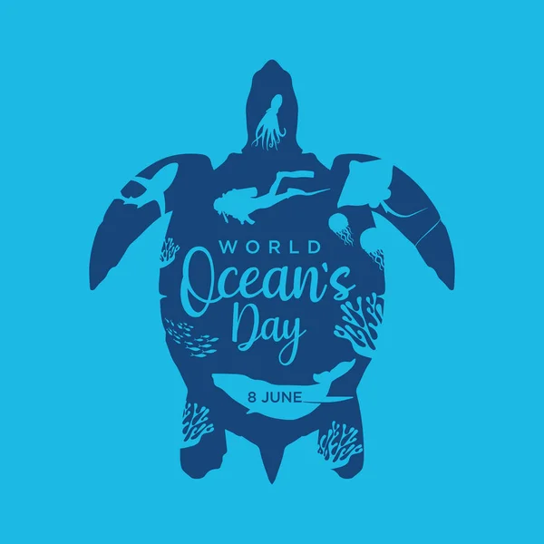 World Ocean Day Illustratie Vectorgrafiek Van God Voor Wenskaart Achtergrond — Stockvector