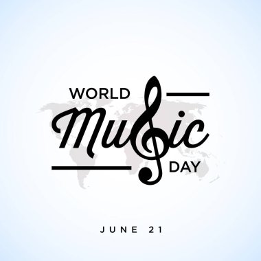 Mutlu dünya müzik günü kutlamaları. El çizimi tipografi - Vektör