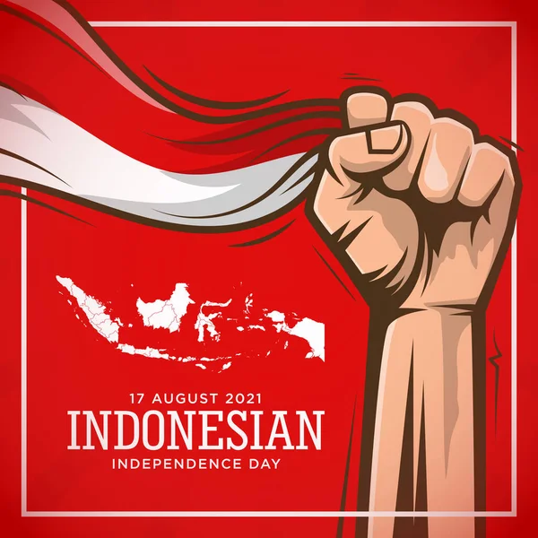 Ilustración Dibujada Mano Del Día Independencia Indonesia Free Vector — Vector de stock